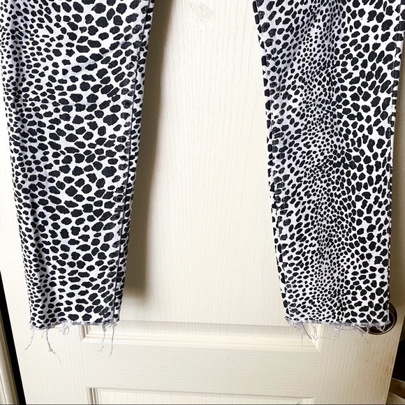 RE/DONE Jeans HR Ankle Crop Stretch Spotted Animal Cheetah Worn White 23 GUC - Picture 5 of 7